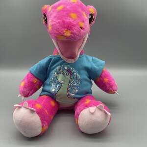 Build A Bear Pink Polka Dot Dinosaur Stuffy 17" Plush Apatosaurus 2019 W/ Shirt